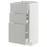 METOD / MAXIMERA Mobile base con 3 cassetti, bianco/Havstorp grigio chiaro, 40x37 cm