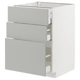 METOD / MAXIMERA Mobile base con 3 cassetti, bianco/Havstorp grigio chiaro, 60x60 cm