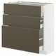 METOD / MAXIMERA Mobile base con 3 cassetti, bianco/Havstorp marrone-beige, 80x37 cm