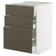METOD / MAXIMERA Mobile base con 3 cassetti, bianco/Havstorp marrone-beige, 60x60 cm
