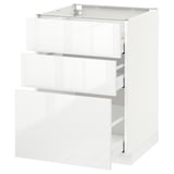 METOD / MAXIMERA Mobile base con 3 cassetti, bianco/Ringhult bianco, 60x60 cm