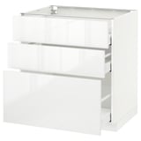 METOD / MAXIMERA Mobile base con 3 cassetti, bianco/Ringhult bianco, 80x60 cm