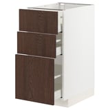 METOD / MAXIMERA Mobile base con 3 cassetti, bianco/Sinarp marrone, 40x60 cm
