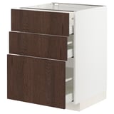METOD / MAXIMERA Mobile base con 3 cassetti, bianco/Sinarp marrone, 60x60 cm