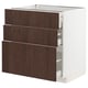 METOD / MAXIMERA Mobile base con 3 cassetti, bianco/Sinarp marrone, 80x60 cm