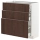 METOD / MAXIMERA Mobile base con 3 cassetti, bianco/Sinarp marrone, 80x37 cm