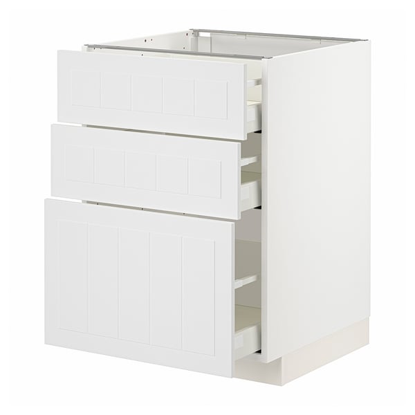 METOD / MAXIMERA Mobile base con 3 cassetti, bianco/Stensund bianco, 60x60 cm