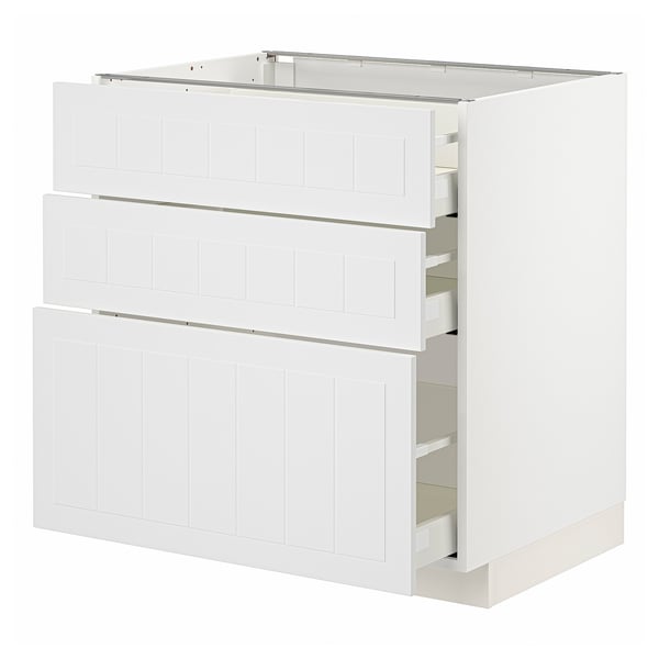 METOD / MAXIMERA Mobile base con 3 cassetti, bianco/Stensund bianco, 80x60 cm