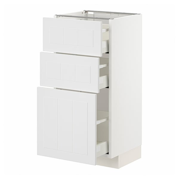 METOD / MAXIMERA Mobile base con 3 cassetti, bianco/Stensund bianco, 40x37 cm