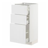 METOD / MAXIMERA Mobile base con 3 cassetti, bianco/Stensund bianco, 40x37 cm