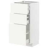 METOD / MAXIMERA Mobile base con 3 cassetti, bianco/Vallstena bianco, 40x37 cm