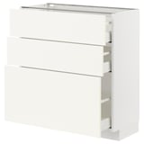 METOD / MAXIMERA Mobile base con 3 cassetti, bianco/Vallstena bianco, 80x37 cm