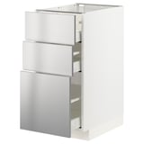METOD / MAXIMERA Mobile base con 3 cassetti, bianco/Vårsta inox, 40x60 cm