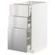 METOD / MAXIMERA Mobile base con 3 cassetti, bianco/Vårsta inox, 40x60 cm