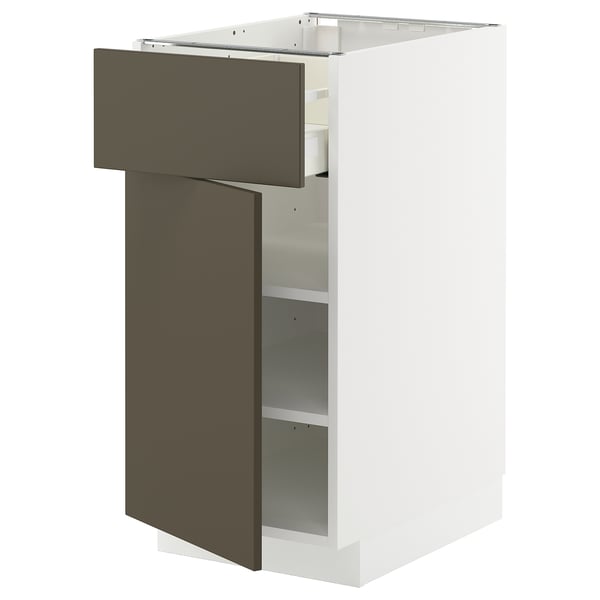 METOD / MAXIMERA Mobile base con cassetto/anta, bianco/Havstorp marrone-beige, 40x60 cm