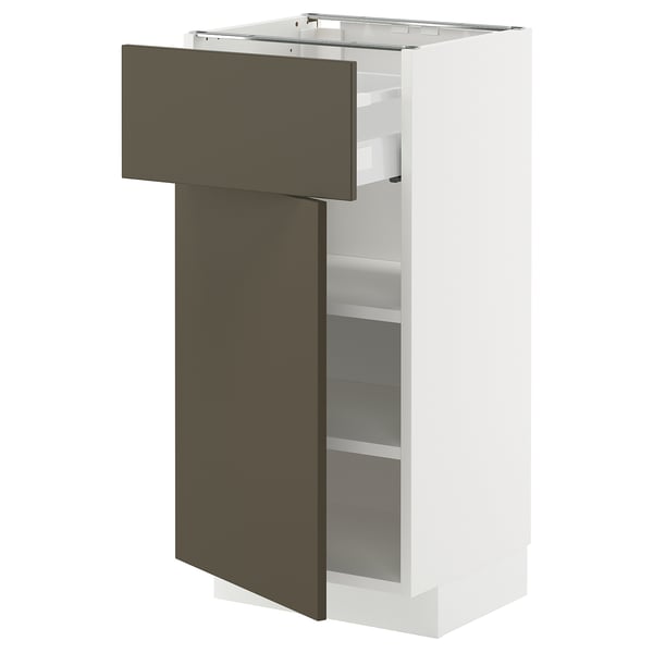 METOD / MAXIMERA Mobile base con cassetto/anta, bianco/Havstorp marrone-beige, 40x37 cm