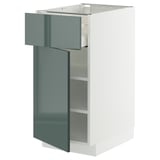 METOD / MAXIMERA Mobile base con cassetto/anta, bianco/Kallarp grigio-verde scuro lucido, 40x60 cm