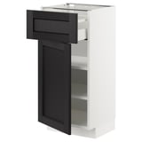 METOD / MAXIMERA Mobile base con cassetto/anta, bianco/Lerhyttan mordente nero, 40x37 cm