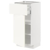 METOD / MAXIMERA Mobile base con cassetto/anta, bianco/Vallstena bianco, 40x37 cm