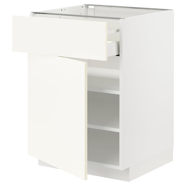METOD / MAXIMERA Mobile base con cassetto/anta, bianco/Vallstena bianco, 60x60 cm