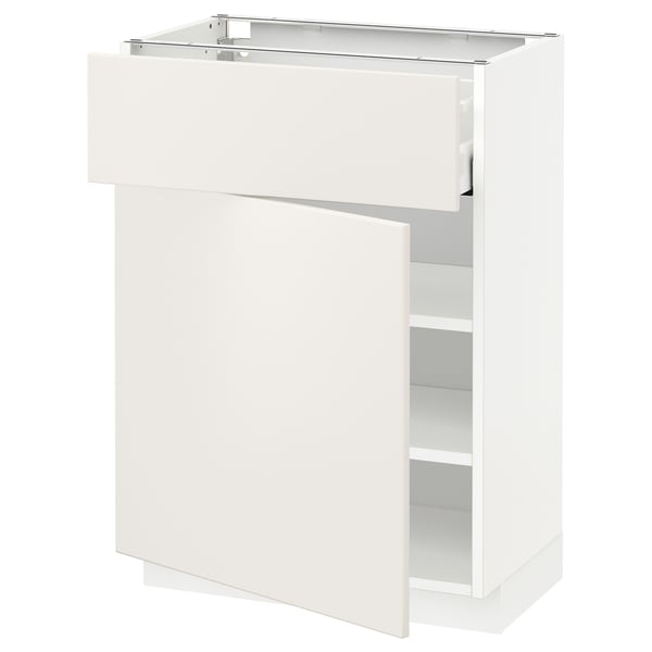 METOD / MAXIMERA Mobile base con cassetto/anta, bianco/Veddinge bianco, 60x37 cm