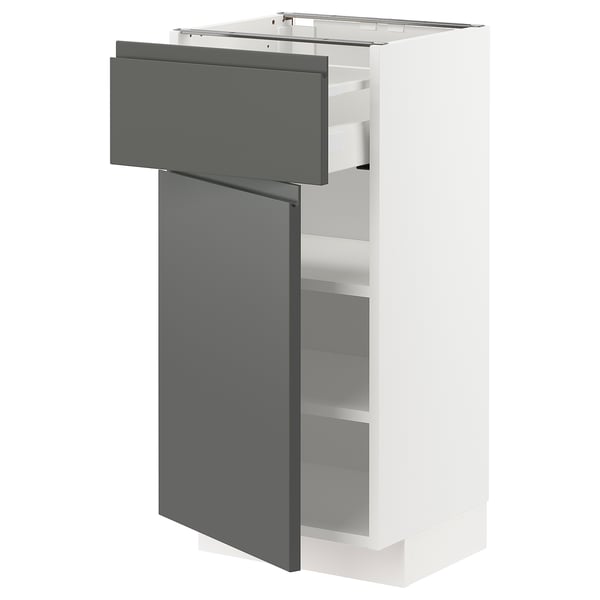 METOD / MAXIMERA Mobile base con cassetto/anta, bianco/Voxtorp grigio scuro, 40x37 cm