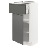 METOD / MAXIMERA Mobile base con cassetto/anta, bianco/Voxtorp grigio scuro, 40x37 cm