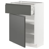 METOD / MAXIMERA Mobile base con cassetto/anta, bianco/Voxtorp grigio scuro, 60x37 cm