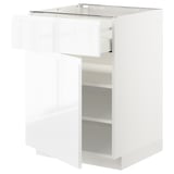 METOD / MAXIMERA Mobile base con cassetto/anta, bianco/Voxtorp lucido/bianco, 60x60 cm