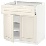 METOD / MAXIMERA Mobile con cassetto/2 ante, bianco/Bodbyn bianco sporco, 80x60 cm
