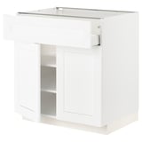 METOD / MAXIMERA Mobile con cassetto/2 ante, bianco Enköping/bianco effetto legno, 80x60 cm