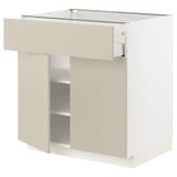 METOD / MAXIMERA Mobile con cassetto/2 ante, bianco/Havstorp beige, 80x60 cm