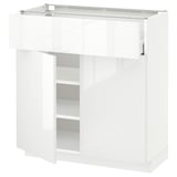 METOD / MAXIMERA Mobile con cassetto/2 ante, bianco/Ringhult bianco, 80x37 cm
