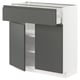 METOD / MAXIMERA Mobile con cassetto/2 ante, bianco/Voxtorp grigio scuro, 80x37 cm