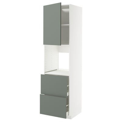METOD / MAXIMERA Mobile forno/cass/2front/2cass alti, bianco/Nickebo grigio-verde opaco, 60x60x220 cm
