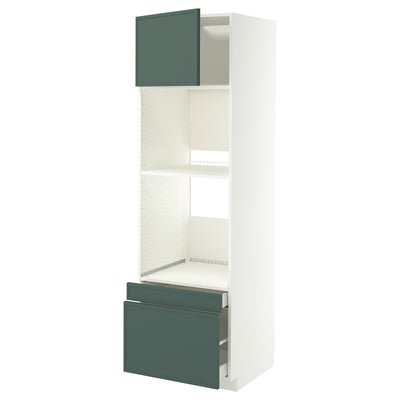 METOD / MAXIMERA Mobile forno/forno combi/cass/2cass, bianco/Aspudden grigio scuro-verde, 60x60x200 cm