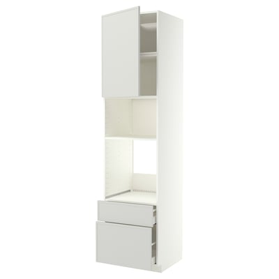 METOD / MAXIMERA Mobile forno/microond/anta/2cassett, bianco/Aspudden grigio chiaro, 60x60x240 cm