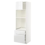 METOD / MAXIMERA Mobile forno/microond/anta/2cassett, bianco/Voxtorp lucido/bianco, 60x60x200 cm