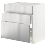 METOD / MAXIMERA Mobile lavello/3frontali/2cassetti, bianco/Vårsta inox, 80x60 cm