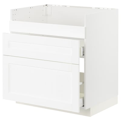 METOD / MAXIMERA Mobile lavello HAVSEN/3front/2cass, bianco Enköping/bianco effetto legno, 80x60 cm