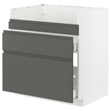 METOD / MAXIMERA Mobile lavello HAVSEN/3front/2cass, bianco/Voxtorp grigio scuro, 80x60 cm