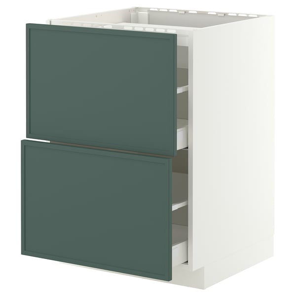 METOD / MAXIMERA Mobile p cottura/2frontali/2casset, bianco/Aspudden grigio scuro-verde, 60x60 cm