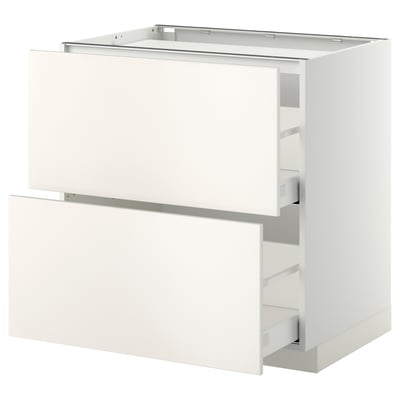 METOD / MAXIMERA Mobile p cottura/2frontali/2casset, bianco/Veddinge bianco, 80x60 cm