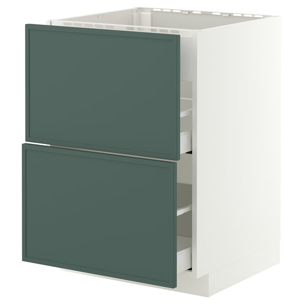 METOD / MAXIMERA Mobile piano cott/cappa int/casset, bianco/Aspudden grigio scuro-verde, 60x60 cm