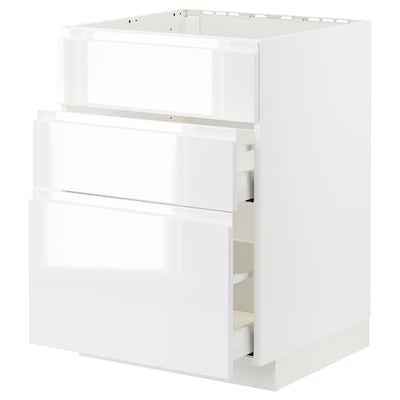 METOD / MAXIMERA Mobile piano cott/cappa int/casset, bianco/Voxtorp lucido/bianco, 60x60 cm