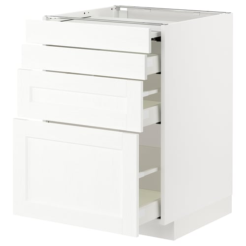 METOD / MAXIMERA Mobile/superficie estr/3 cassetti, bianco Enköping/bianco effetto legno, 60x60 cm