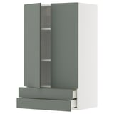 METOD / MAXIMERA Pensile con 2 ante/2 cassetti, bianco/Nickebo grigio-verde opaco, 60x100 cm
