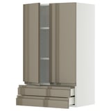METOD / MAXIMERA Pensile con 2 ante/2 cassetti, bianco/Voxtorp grigio-marrone scuro lucido, 60x100 cm