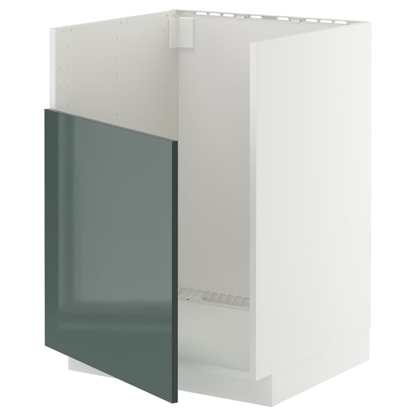 METOD Mob base lavello TALLSJÖN, bianco/Kallarp grigio-verde scuro lucido, 60x60 cm