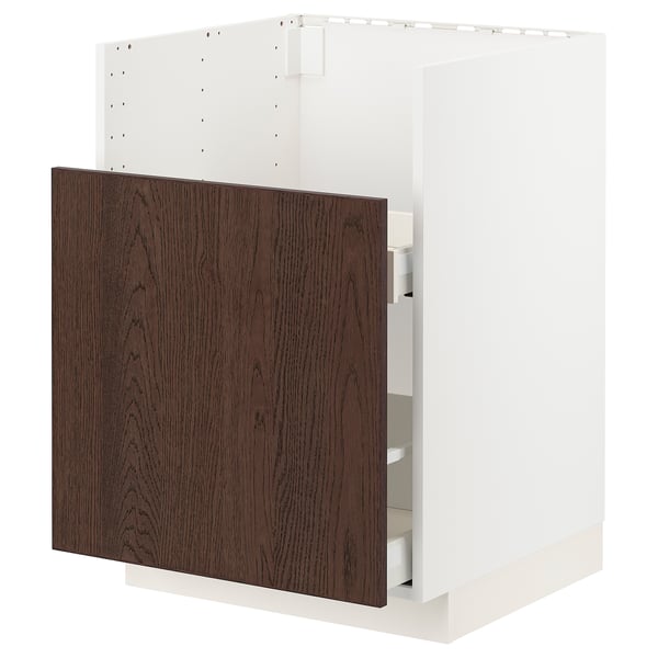 METOD Mob base lavello TALLSJÖN, bianco/Sinarp marrone, 60x60 cm